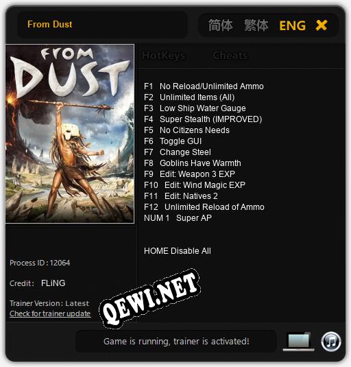 Трейнер для From Dust [v1.0.9]