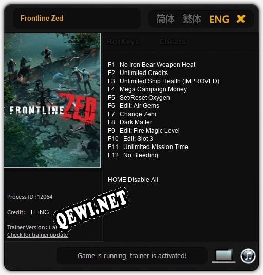 Frontline Zed: Читы, Трейнер +12 [FLiNG]