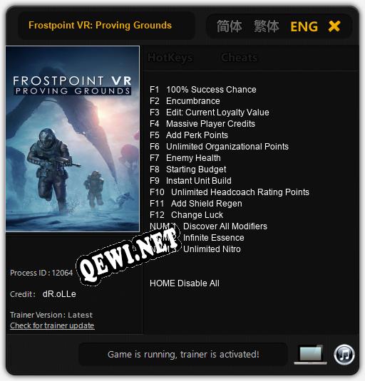 Frostpoint VR: Proving Grounds: ТРЕЙНЕР И ЧИТЫ (V1.0.70)