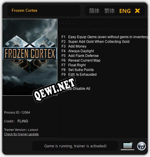 Трейнер для Frozen Cortex [v1.0.3]