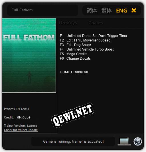 Full Fathom: ТРЕЙНЕР И ЧИТЫ (V1.0.40)