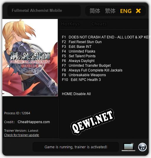 Трейнер для Fullmetal Alchemist Mobile [v1.0.1]