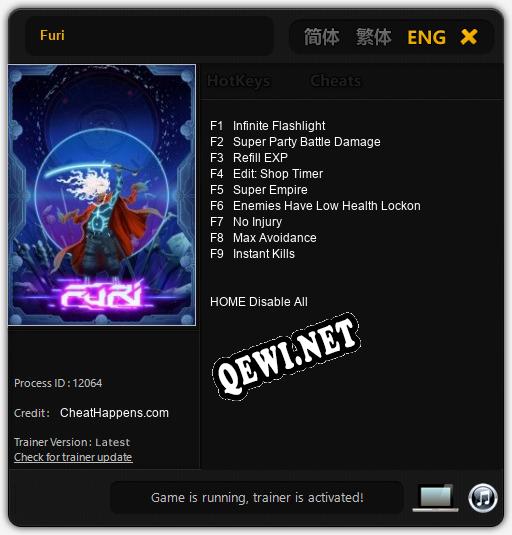 Furi: Трейнер +9 [v1.1]