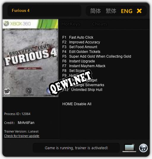Furious 4: Читы, Трейнер +12 [MrAntiFan]