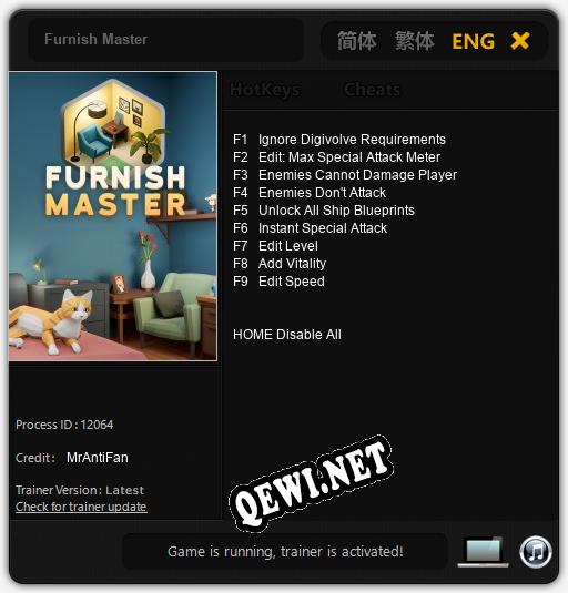 Трейнер для Furnish Master [v1.0.8]