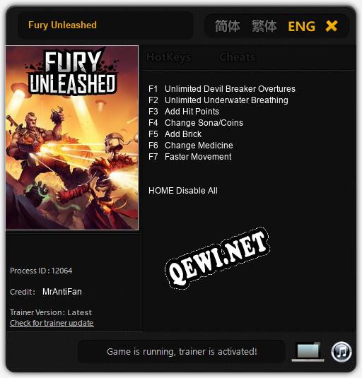 Трейнер для Fury Unleashed [v1.0.9]