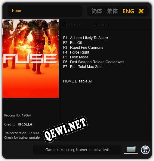 Трейнер для Fuse [v1.0.1]