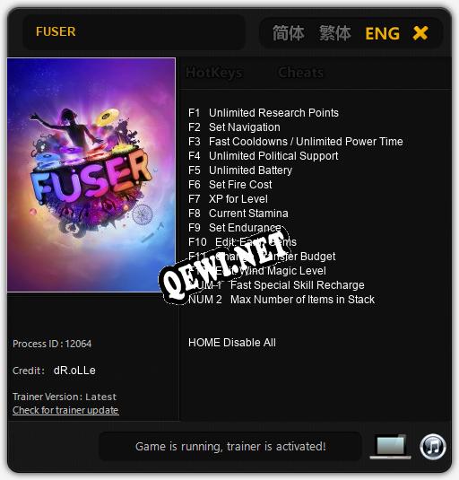 FUSER: ТРЕЙНЕР И ЧИТЫ (V1.0.20)