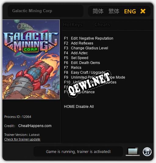 Galactic Mining Corp: ТРЕЙНЕР И ЧИТЫ (V1.0.31)