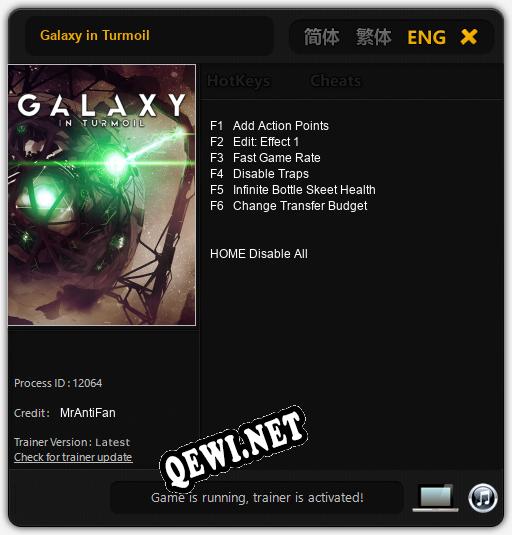 Трейнер для Galaxy in Turmoil [v1.0.1]