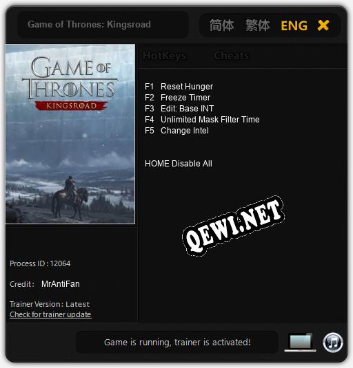 Трейнер для Game of Thrones: Kingsroad [v1.0.2]