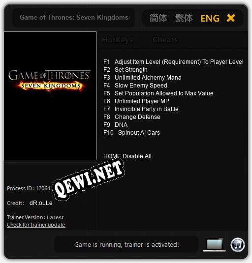 Трейнер для Game of Thrones: Seven Kingdoms [v1.0.1]