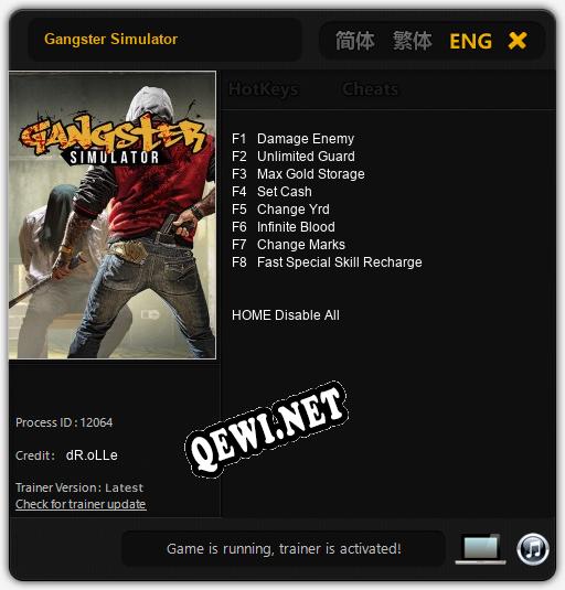 Gangster Simulator: Трейнер +8 [v1.7]