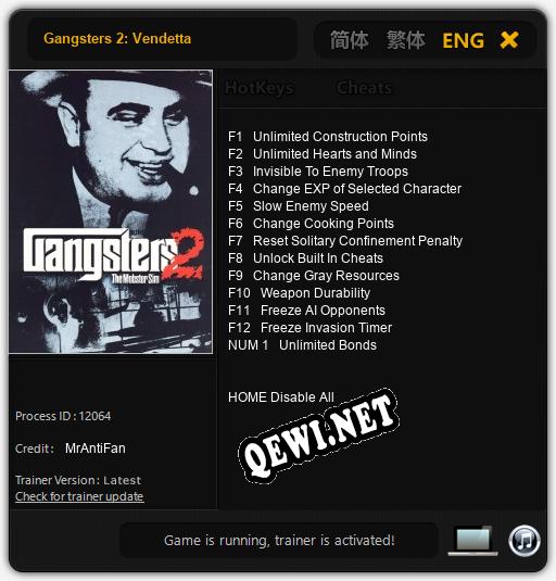 Gangsters 2: Vendetta: ТРЕЙНЕР И ЧИТЫ (V1.0.33)