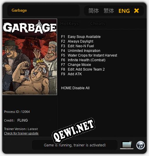 Трейнер для Garbage [v1.0.7]