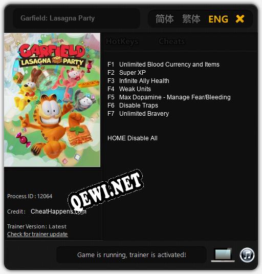 Garfield: Lasagna Party: Трейнер +7 [v1.4]