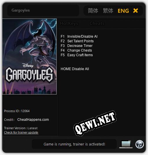 Трейнер для Gargoyles [v1.0.7]