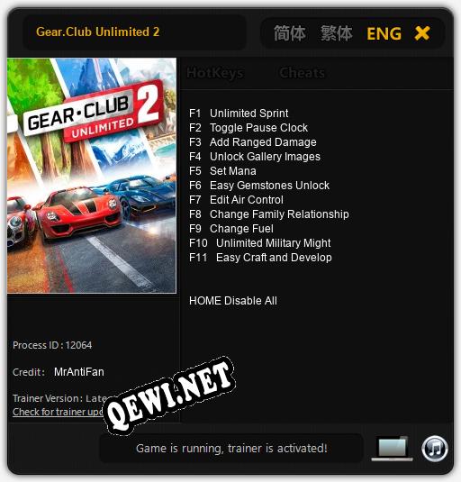 Gear.Club Unlimited 2: Трейнер +11 [v1.1]