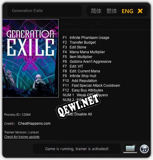Generation Exile: ТРЕЙНЕР И ЧИТЫ (V1.0.82)