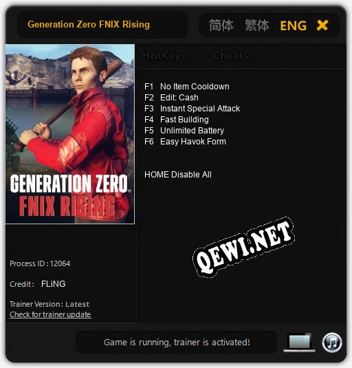 Generation Zero FNIX Rising: ТРЕЙНЕР И ЧИТЫ (V1.0.52)