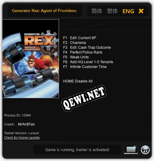 Generator Rex: Agent of Providence: Трейнер +7 [v1.3]