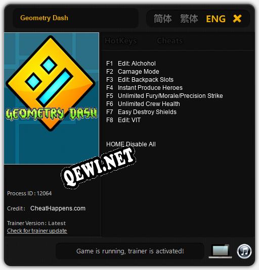 Geometry Dash: Трейнер +8 [v1.5]