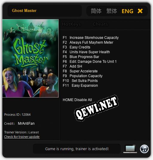Трейнер для Ghost Master [v1.0.1]