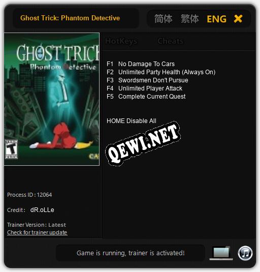Ghost Trick: Phantom Detective: Читы, Трейнер +5 [dR.oLLe]