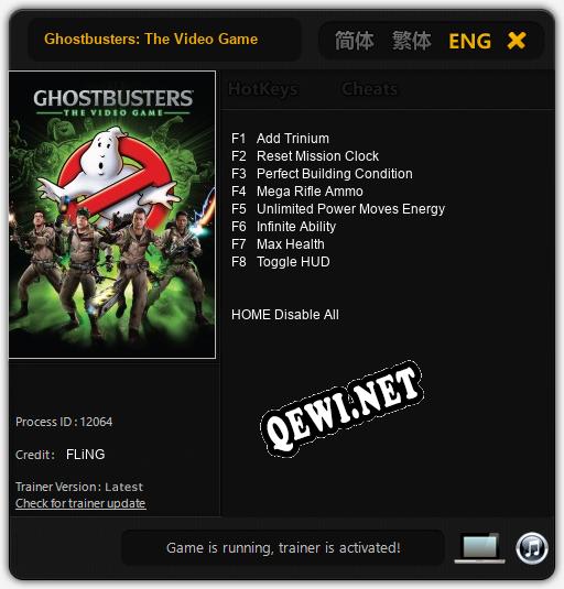 Ghostbusters: The Video Game: ТРЕЙНЕР И ЧИТЫ (V1.0.39)