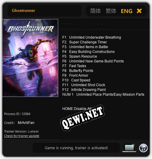 Ghostrunner: Читы, Трейнер +13 [MrAntiFan]