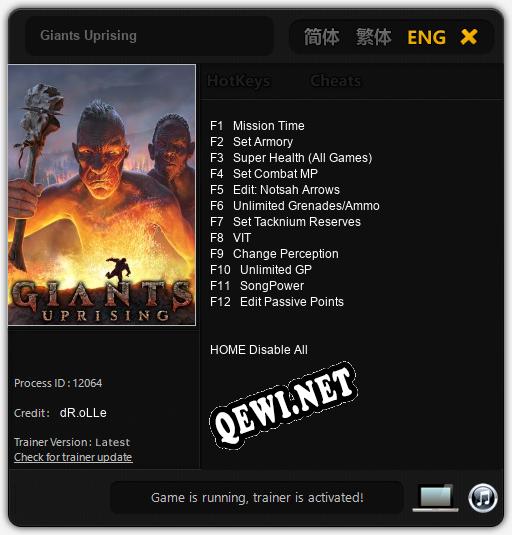 Giants Uprising: ТРЕЙНЕР И ЧИТЫ (V1.0.43)
