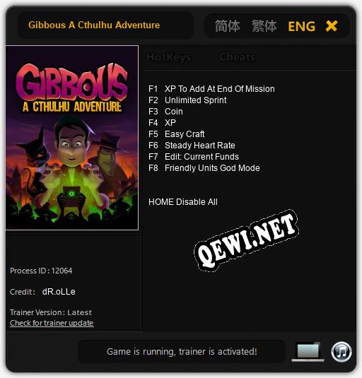 Gibbous A Cthulhu Adventure: Трейнер +8 [v1.5]
