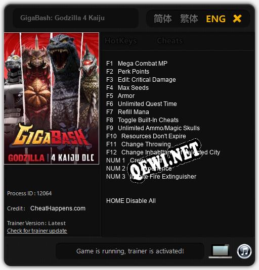 Трейнер для GigaBash: Godzilla 4 Kaiju [v1.0.6]