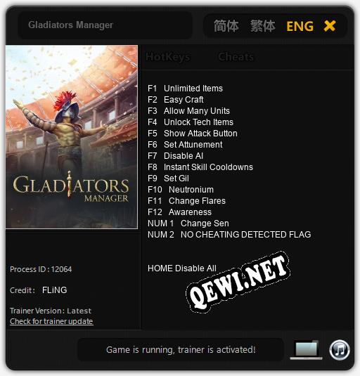 Gladiators Manager: Трейнер +14 [v1.7]