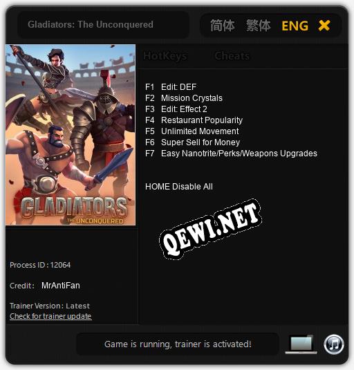 Gladiators: The Unconquered: ТРЕЙНЕР И ЧИТЫ (V1.0.59)