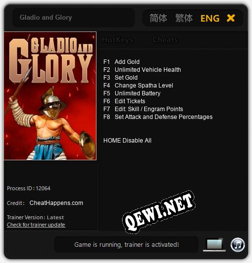 Gladio and Glory: Читы, Трейнер +8 [CheatHappens.com]