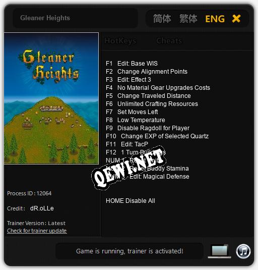 Gleaner Heights: Читы, Трейнер +15 [dR.oLLe]