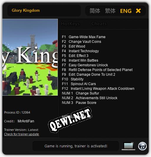 Трейнер для Glory Kingdom [v1.0.5]