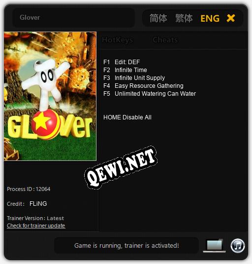 Glover: Читы, Трейнер +5 [FLiNG]