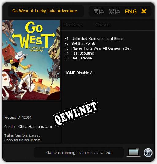 Трейнер для Go West: A Lucky Luke Adventure [v1.0.1]