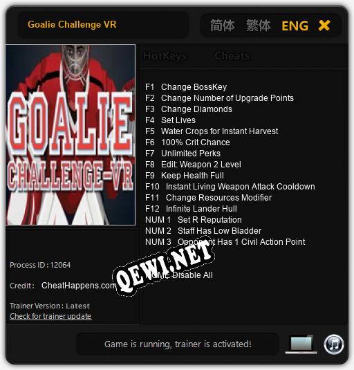 Goalie Challenge VR: Читы, Трейнер +15 [CheatHappens.com]