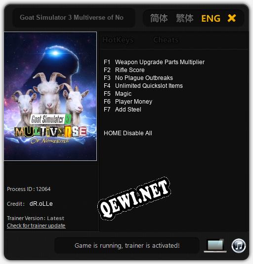 Трейнер для Goat Simulator 3 Multiverse of Nonsense [v1.0.5]