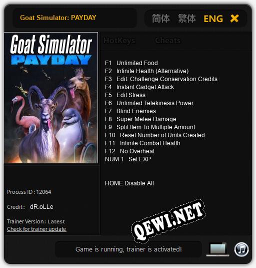 Goat Simulator: PAYDAY: Трейнер +13 [v1.3]