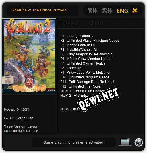 Gobliins 2: The Prince Buffoon: Трейнер +14 [v1.8]