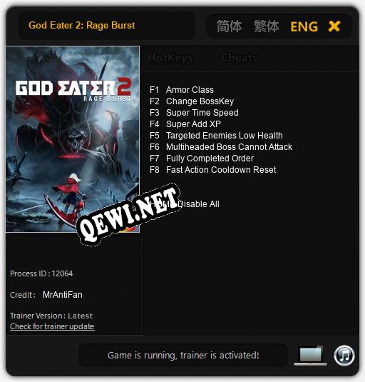 God Eater 2: Rage Burst: Трейнер +8 [v1.6]