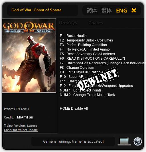 God of War: Ghost of Sparta: ТРЕЙНЕР И ЧИТЫ (V1.0.38)