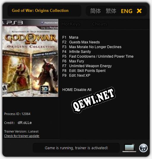 God of War: Origins Collection: ТРЕЙНЕР И ЧИТЫ (V1.0.55)