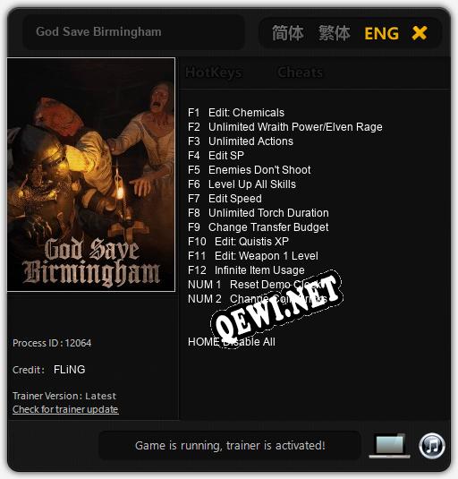 God Save Birmingham: Трейнер +14 [v1.6]