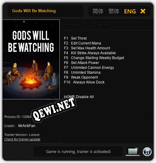 Gods Will Be Watching: Трейнер +10 [v1.9]