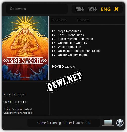Godsworn: Трейнер +7 [v1.9]
